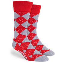 Pop Promos Red & Grey Logo Argyle Dress Socks