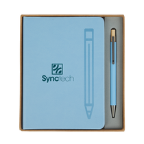Logomark Light Blue Manhattan II Gift Set w/Magnetic Journal & Recycled Pen