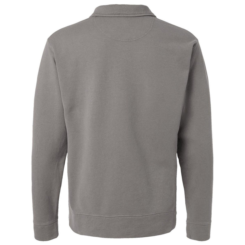 ComfortWash by Hanes Men's Concrete Grey Garment-Dyed Polo Collar Sweatshirt