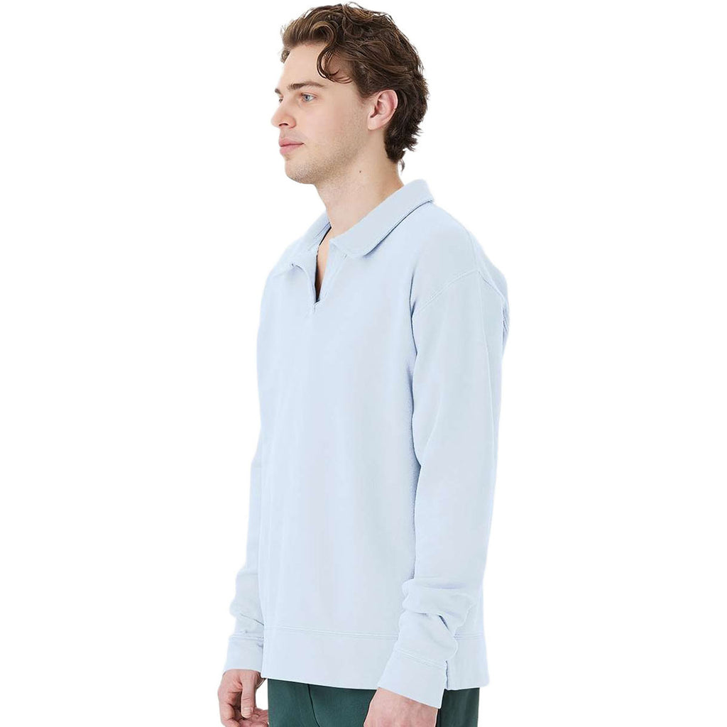 ComfortWash by Hanes Men's Soothing Blue Garment-Dyed Polo Collar Sweatshirt