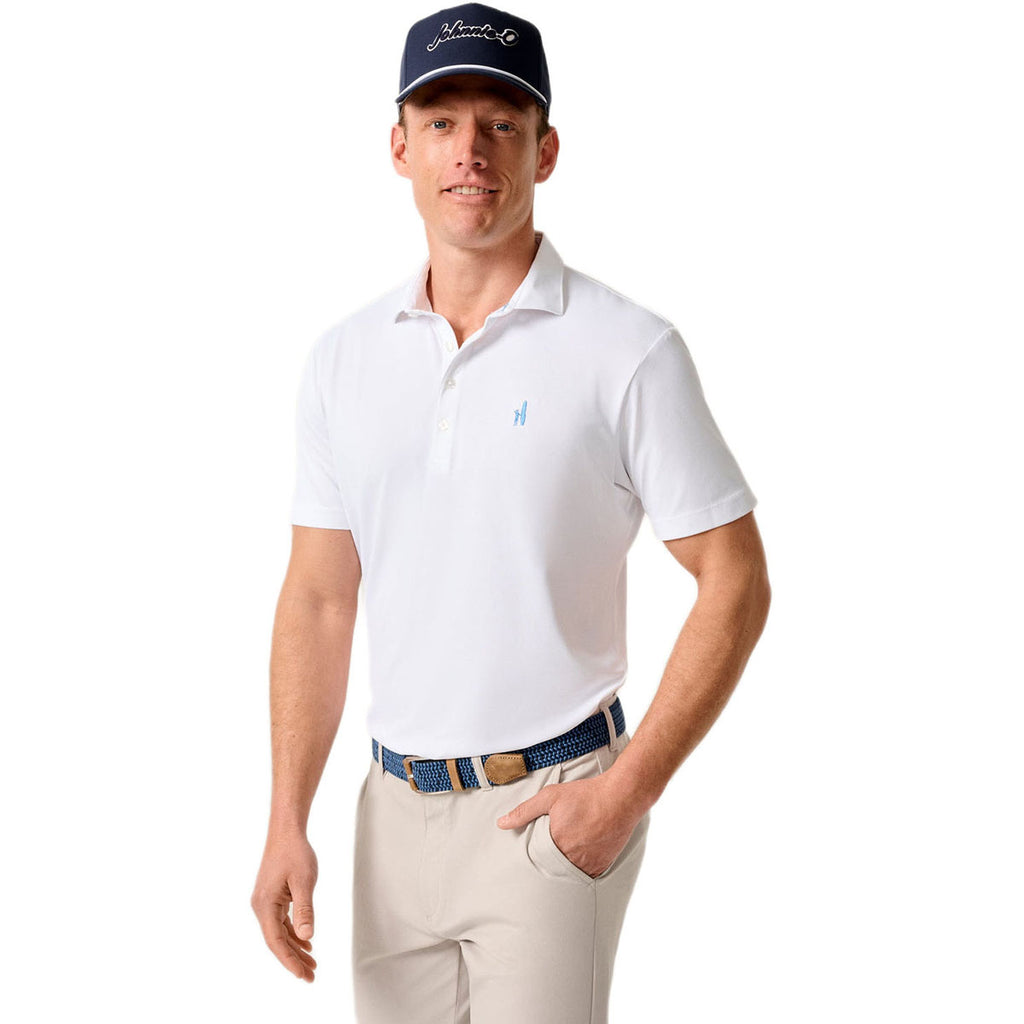 Johnnie-O Men's White Stevie Performance Mesh Polo