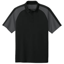 Port Authority Men's Deep Black/Storm Grey Wearever Performance Pique Colorblock Polo