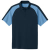 Port Authority Men's River Blue Navy/Carolina Blue Wearever Performance Pique Colorblock Polo