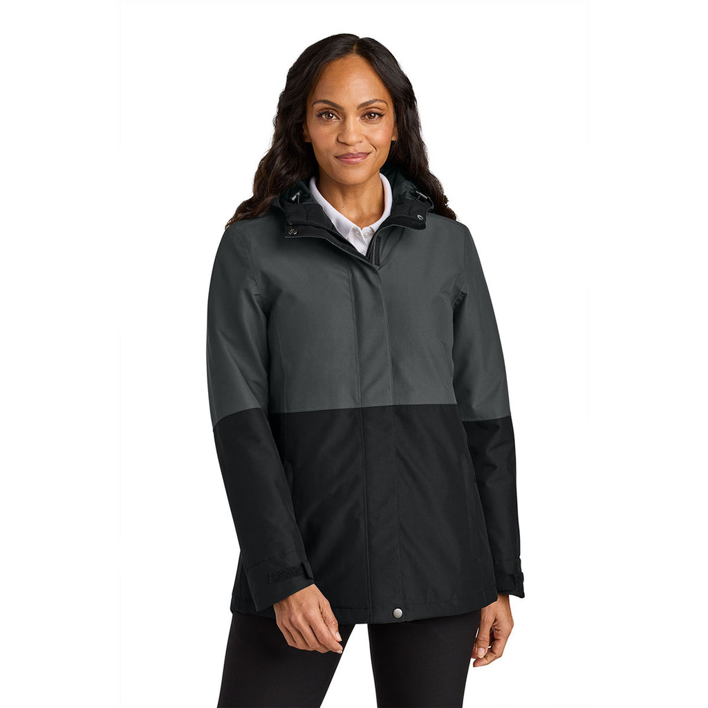 Port Authority Women's Grey Steel/Deep Black Insulated Heavy Ripstop Jacket