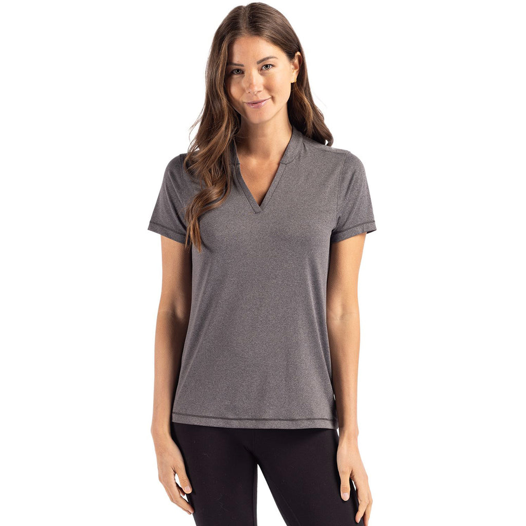 Cutter & Buck Women's Dark Black Heather Forge Heathered Stretch Blade Top