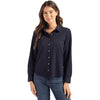 Cutter & Buck Women's Liberty Navy Advantage Tri-Blend Eco Soft Pique Long Sleeve Knitted Button Down