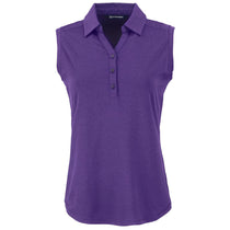 Cutter & Buck Women's Dark College Purple Heather Forge Eco Stretch Recycled Sleeveless Polo