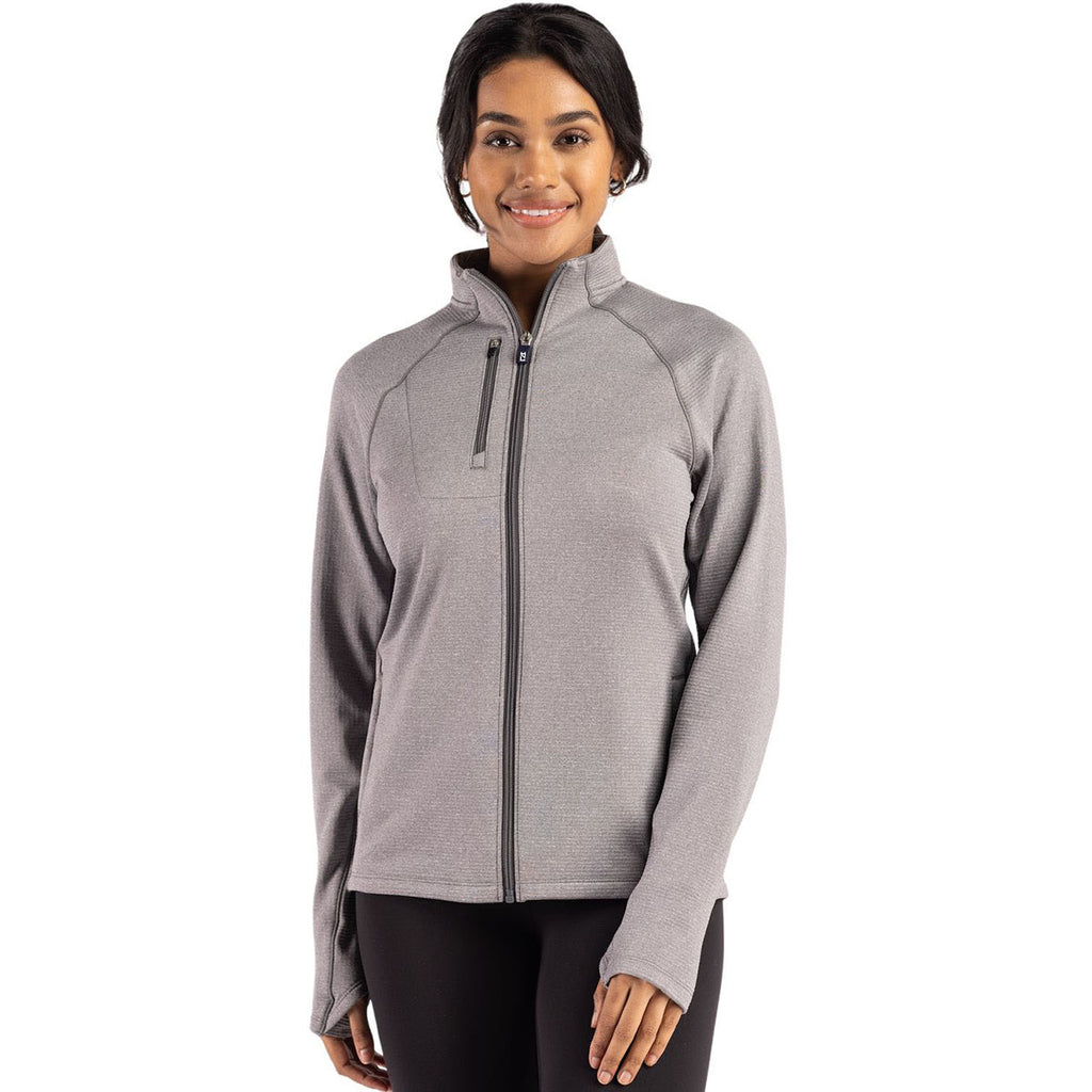 Cutter & Buck Women's Elemental Grey Heather Peshastin Fleece Recycled Full Zip Jacket