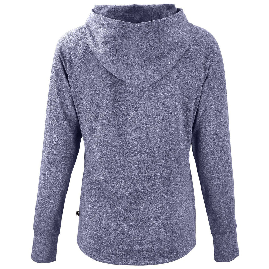 Cutter & Buck Women's Navy Blue Heather Adapt Knit Recycled Heathered Hooded Pullover