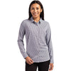 Cutter & Buck Women's Black/White Skyline Epic Confidence Recycled Gingham Long Sleeve Dress Shirt