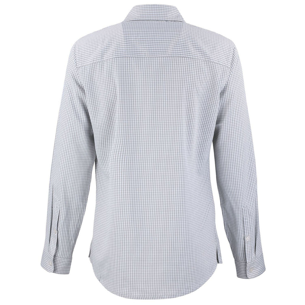 Cutter & Buck Women's Concrete/White Skyline Epic Confidence Recycled Gingham Long Sleeve Dress Shirt