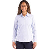 Cutter & Buck Women's Pale Blue/White Skyline Epic Confidence Recycled Pinstripe Long Sleeve Dress Shirt