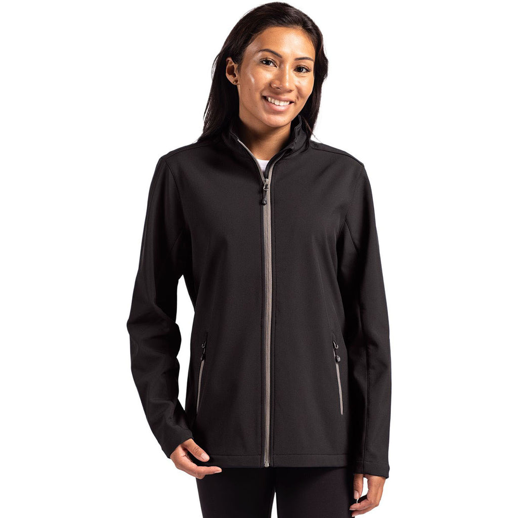 Clique Women's Black/Pure Slate Tempo Stretch Full Zip Softshell Jacket