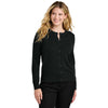 Port Authority Women's Deep Black Easy Care Crewneck Cardigan Sweater