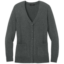 Port Authority Women's Charcoal Heather Easy Care Button-Up Cardigan Sweater