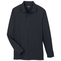 Harriton Men's Black Charge Snag and Soil Protect Long Sleeve Polo