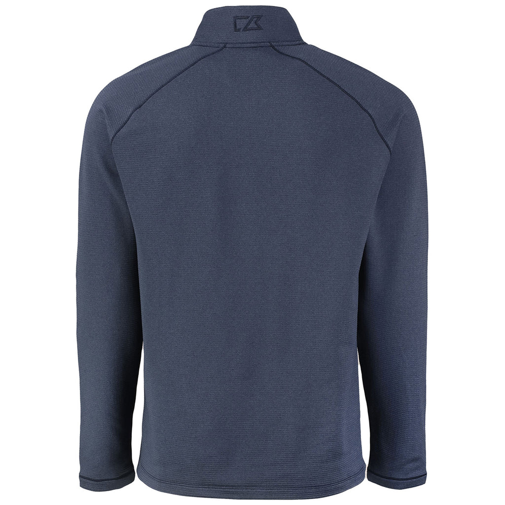 Cutter & Buck Men's Navy Blue Heather Peshastin Eco Fleece Recycled Half Zip Pullover