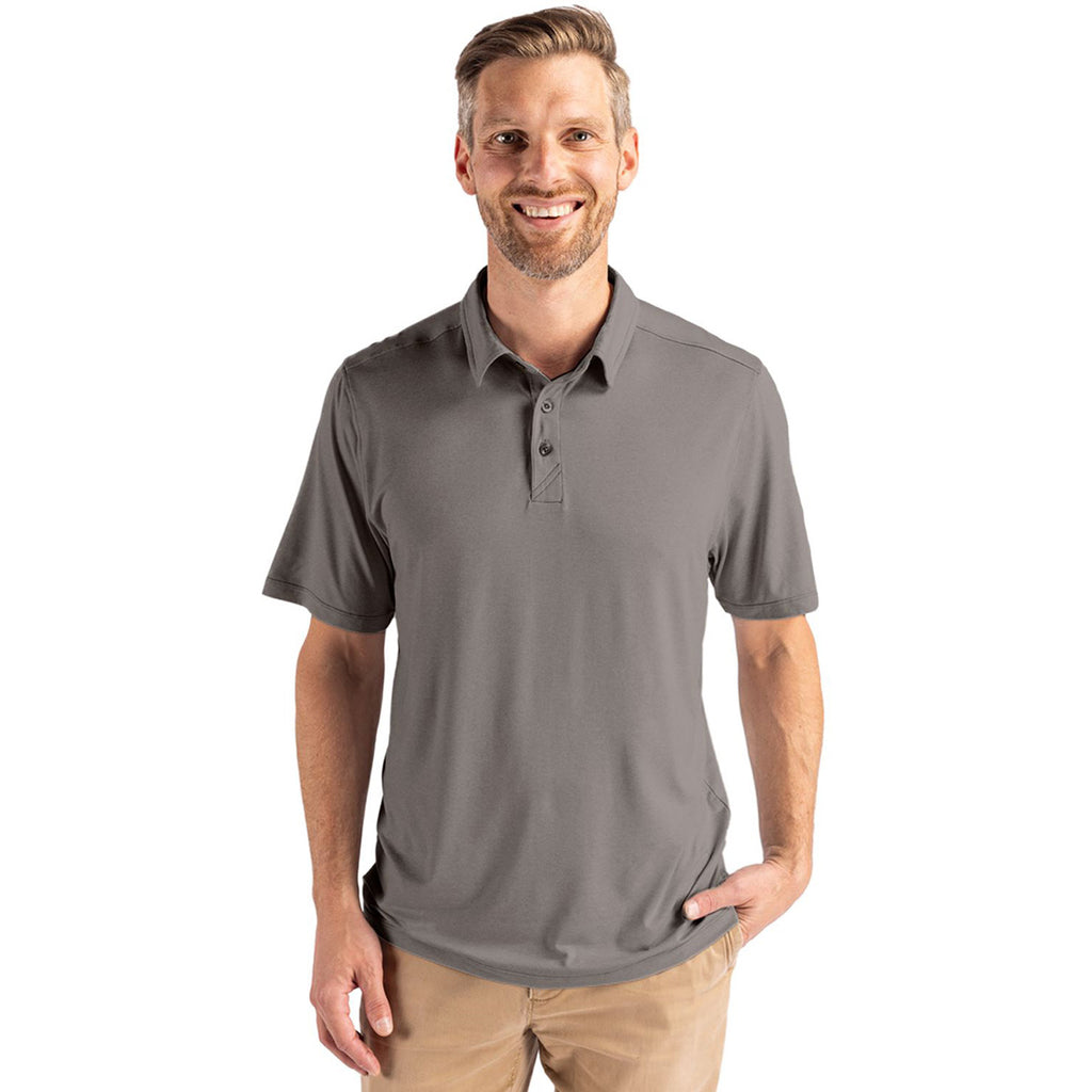 Cutter & Buck Men's Elemental Grey Coastline Epic Comfort Eco Recycled Polo