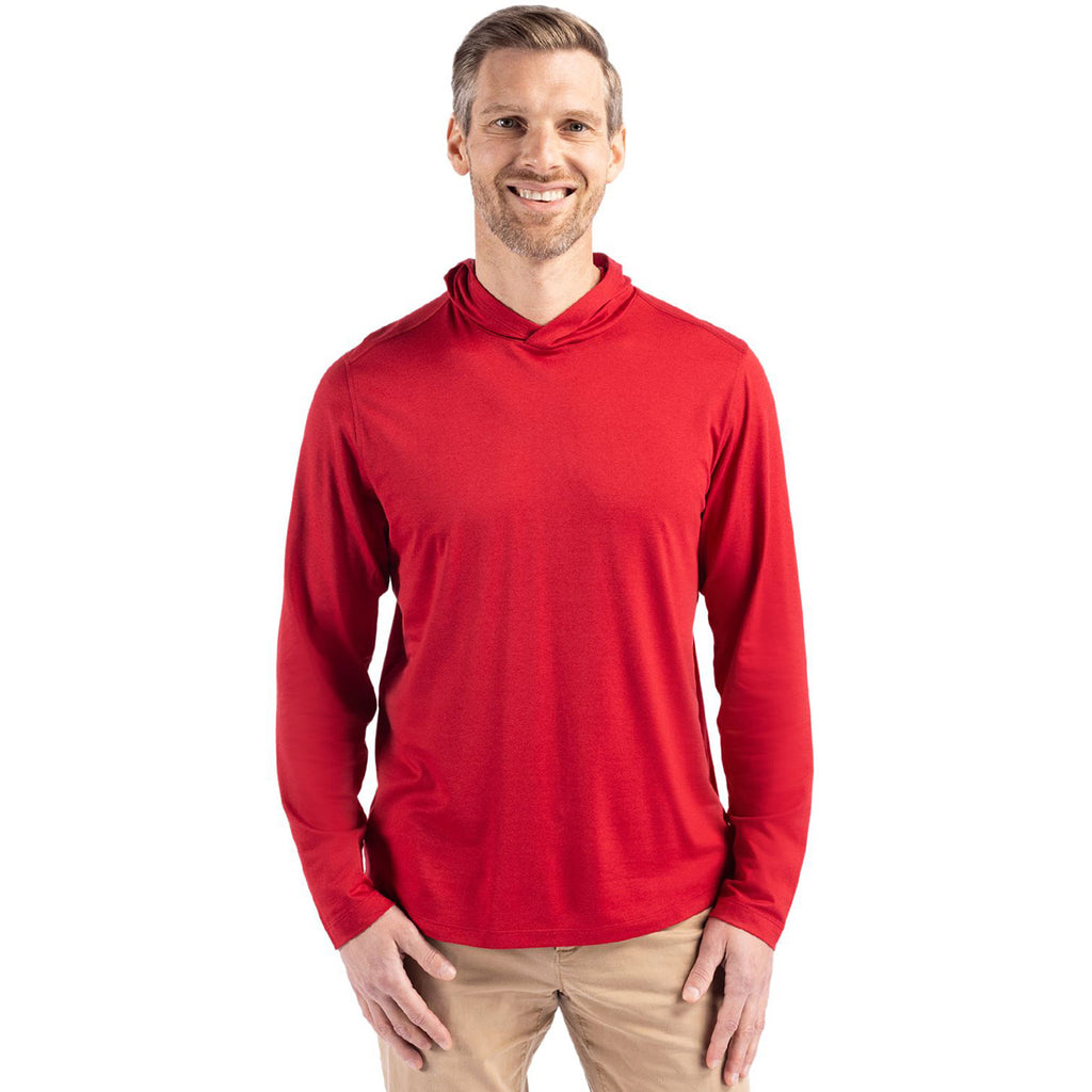 Cutter & Buck Men's Cardinal Red Coastline Epic Comfort Eco Recycled Hooded Shirt