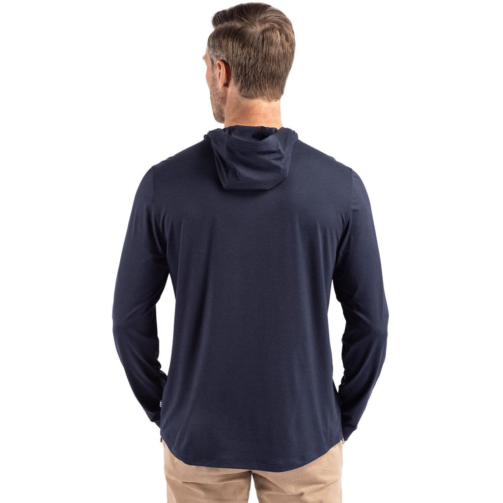 Cutter & Buck Men's Navy Blue Coastline Epic Comfort Eco Recycled Hooded Shirt