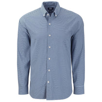 Cutter & Buck Men's Pale Blue/Navy Blue Skyline Epic Confidence Recycled Gingham Long Sleeve Dress Shirt