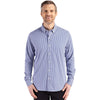 Cutter & Buck Men's Tour Blue/White Skyline Epic Confidence Recycled Gingham Long Sleeve Dress Shirt