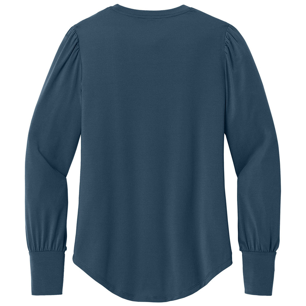 Mercer+Mettle Women's Insignia Blue Stretch Jersey Long Sleeve Blouson Top