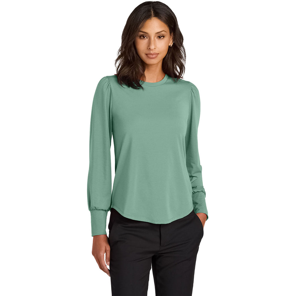 Mercer+Mettle Women's Sage Stretch Jersey Long Sleeve Blouson Top