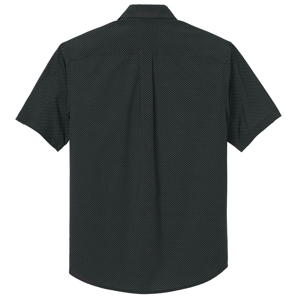 Mercer+Mettle Men's Deep Black Triangle Print Short Sleeve UV Capital Tech Shirt