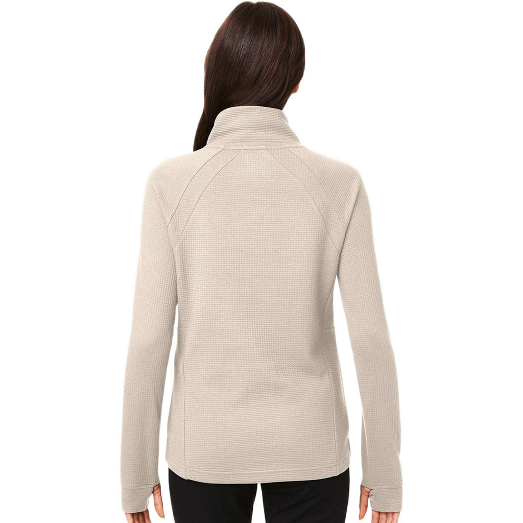 North End Women's Oatmeal Rhythm Waffle Quarter-Zip Pullover