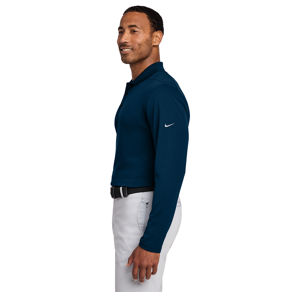 Nike Navy Dri-FIT Micro Pique 2.0 Long Sleeve Polo