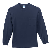 Port & Company Men's Navy Long Sleeve Essential Pocket Tee