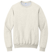 Port & Company Unisex Oatmeal Heather Core Fleece Crewneck Pocket Sweatshirt