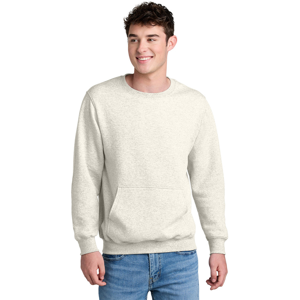 Port & Company Unisex Oatmeal Heather Core Fleece Crewneck Pocket Sweatshirt