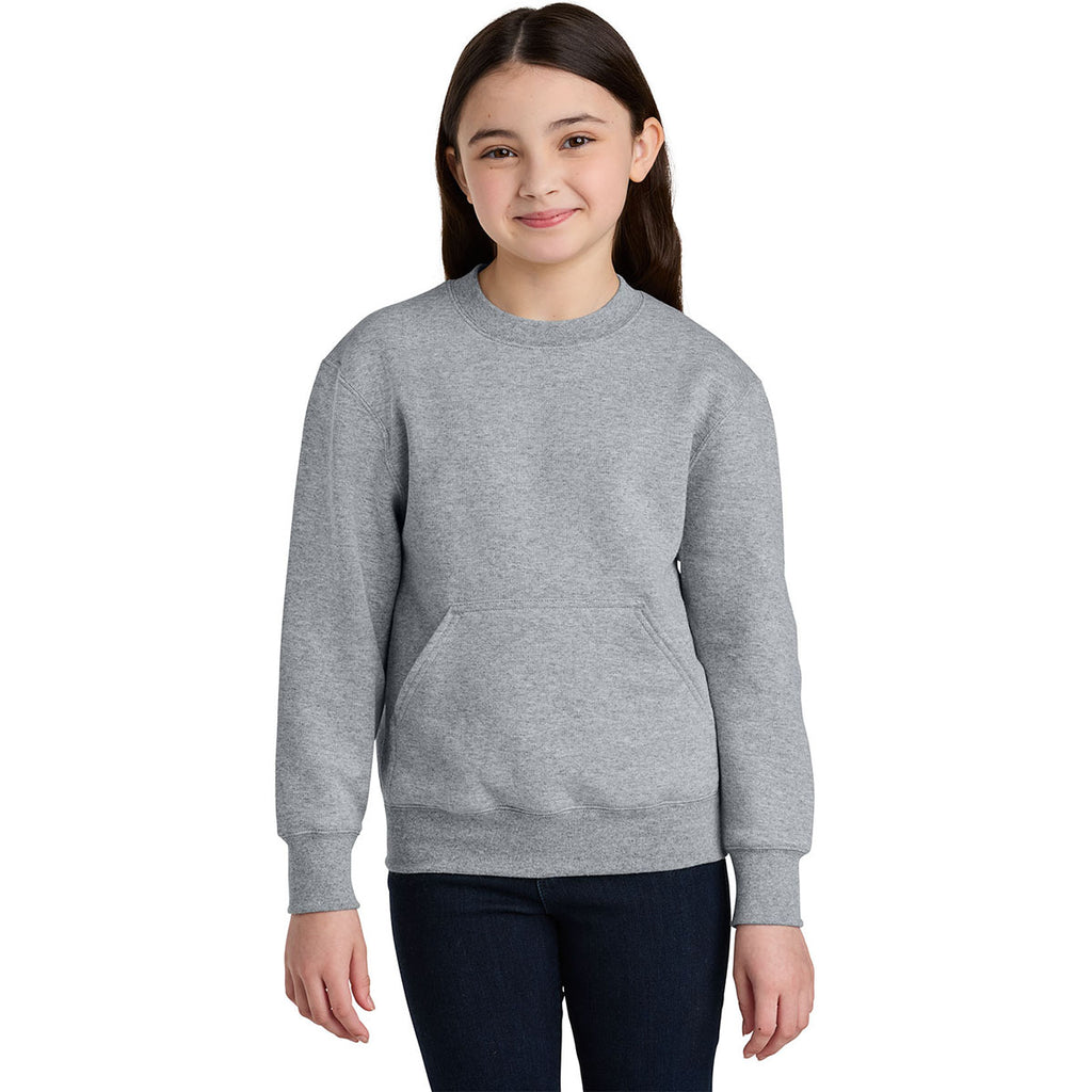 Port & Company Youth Athletic Heather Core Fleece Crewneck Pocket Sweatshirt