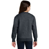 Port & Company Youth Dark Heather Grey Core Fleece Crewneck Pocket Sweatshirt