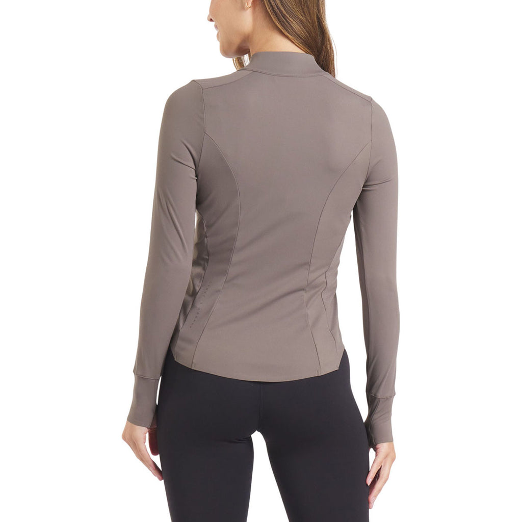 UNRL Women's Dark Taupe Performa Fitted Half-zip