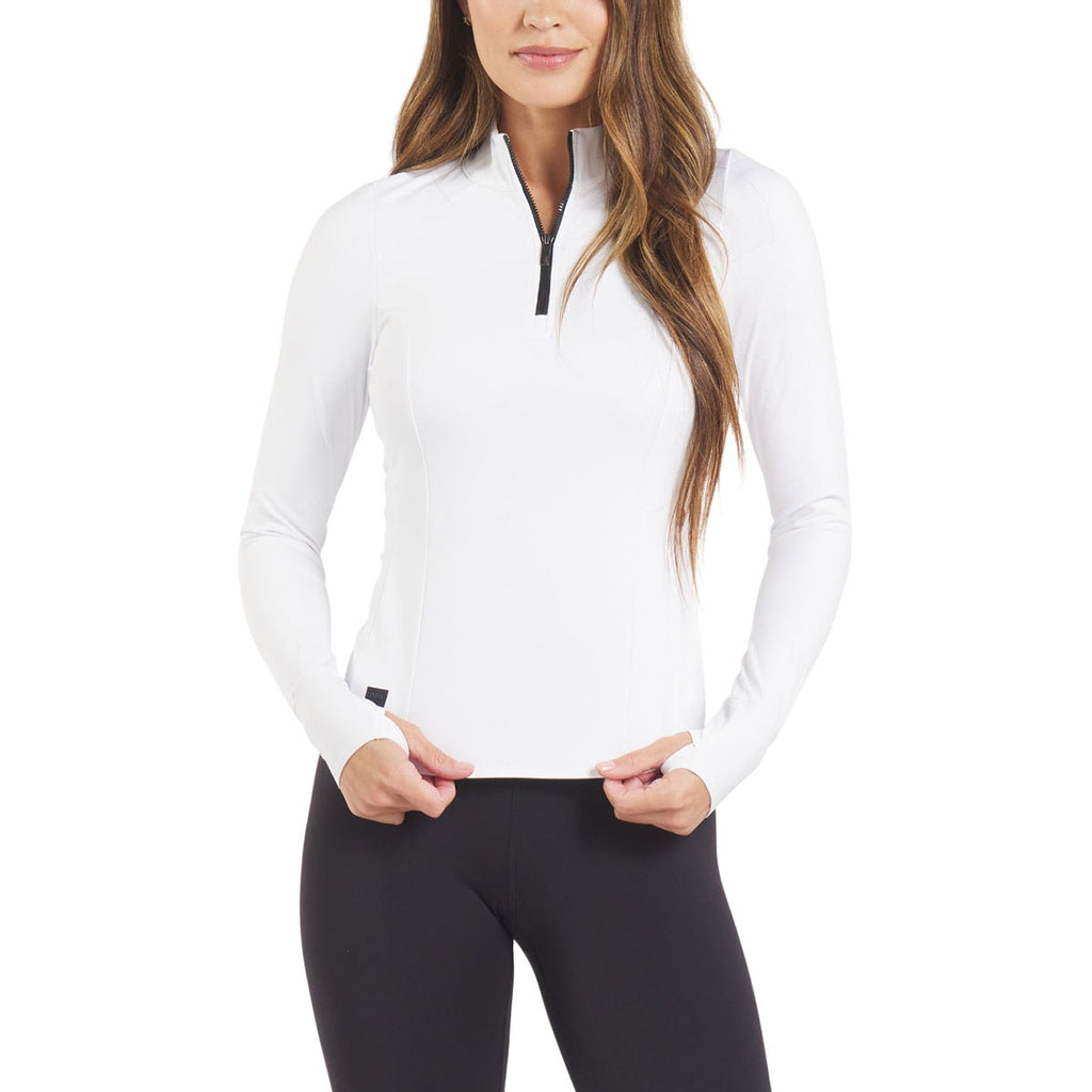 UNRL Women's White Performa Fitted Half-zip