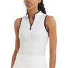 UNRL Women's White-Beige Performa Sleeveless Polo