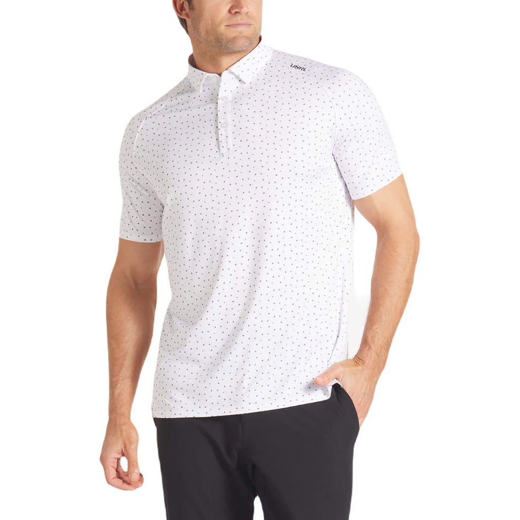 UNRL Men's White-Black Scramble Polo