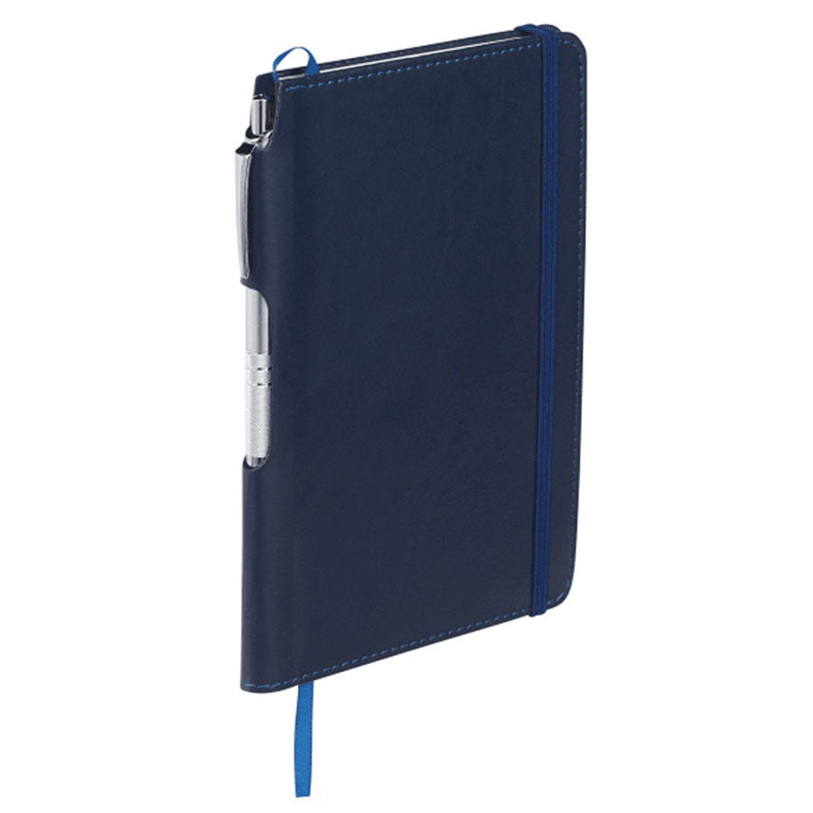 Bullet Navy 6'' x 8.5'' FSC Mix Viola Bound Notebook with Pen