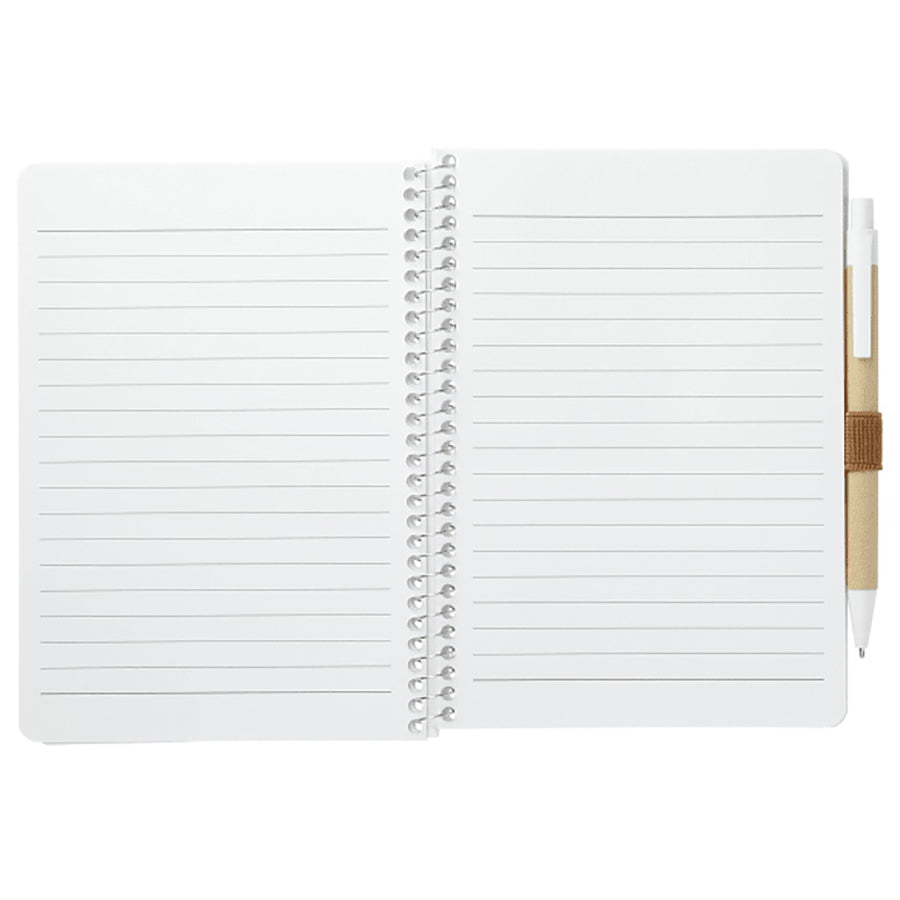 Bullet Natural 5'' x 7'' FSC Mix Spiral Notebook with Pen