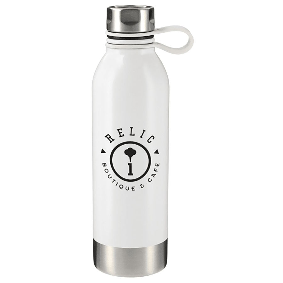 Bullet White Perth Single-Walled Stainless Steel 25oz Sports Water Bottle