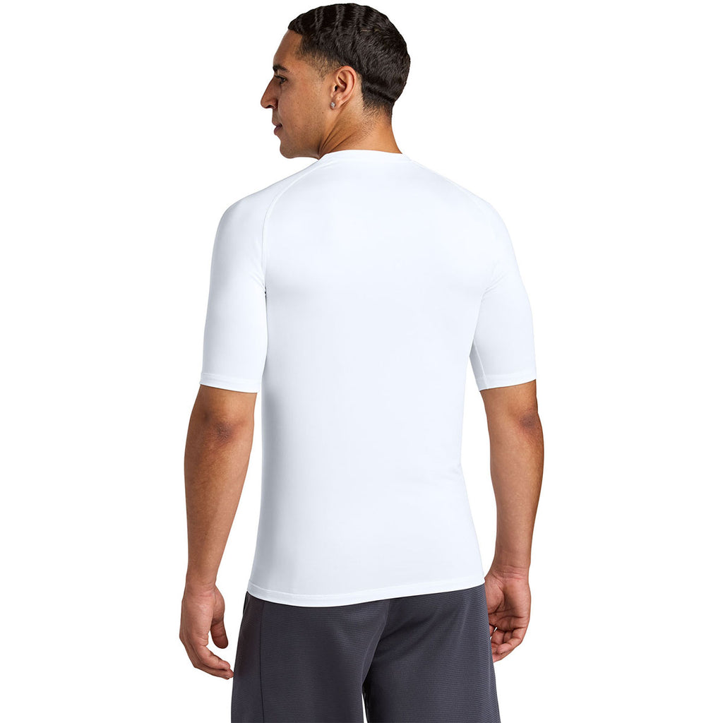 Sport-Tek Men's White PosiCharge Compression 1/2-Sleeve Tee