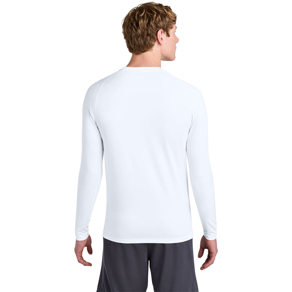 Sport-Tek Men's White PosiCharge Compression Long Sleeve Tee