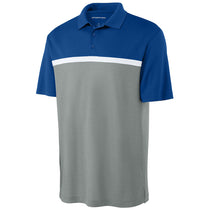 Sport-Tek Men's True Royal/Grey Concrete Heather/White UV Micropique Colorblock Polo