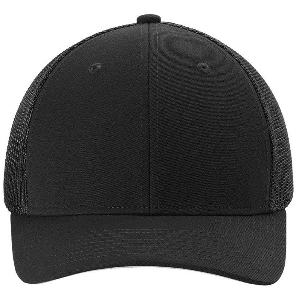 Sport-Tek Black/Black Stretch-Tek Mesh Back Cap