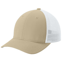 Sport-Tek Sahara/White Stretch-Tek Mesh Back Cap