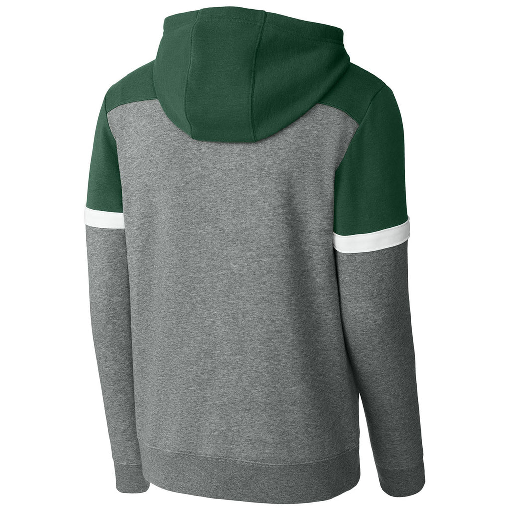 Sport-Tek Men's Forest Green/Vintage Heather Drive Fleece Colorblock Hoodie