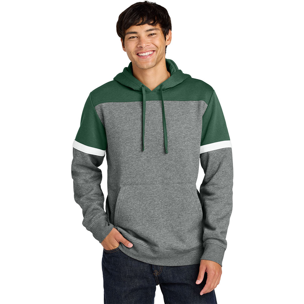 Sport-Tek Men's Forest Green/Vintage Heather Drive Fleece Colorblock Hoodie